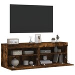 vidaXL Meubles TV muraux et lumières LED 2Pièces chêne fumé 60x30x40 cm