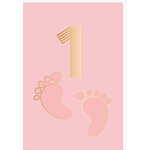 Carte D'anniversaire 1 An En Or - Rose - A Message - Pour Bébé Fille - Empreinte De Bébé - 11 5 X 17 Cm - Draeger paris