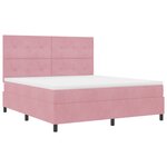 Lit Box Spring vidaXL avec Matelas & LED Rose 180x200 cm Velours