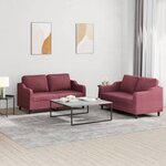 vidaXL Ensemble de canapés 2 Pièces avec coussins Rouge bordeaux Tissu