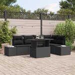 vidaXL Ensemble de canapé de jardin 6 pièces avec coussins noir en poly rotin