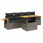 vidaXL Salon de jardin 5 Pièces avec coussins gris résine tressée
