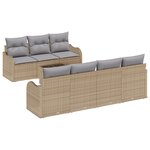 Ensemble de canapé de jardin 8 pièces avec coussins Beige Poly Rotin