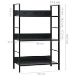 vidaXL Bibliothèque à 3 niveaux noir 60x27 6x90 5 cm bois d'ingénierie