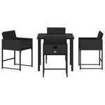 vidaXL Ensemble salle à manger jardin 5 pièces avec coussins Noir Rattan PE