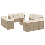 vidaXL Salon de jardin avec coussins 13 Pièces beige résine tressée