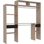 Kit dressing extensible ARTIC EKIPA - chêne et noir - 2 penderies + 2 tiroirs + Surmeuble - 198 x 40 x 202 cm