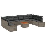 vidaXL Ensemble de canapé de jardin de 11 pièces avec coussins gris en polyrotin