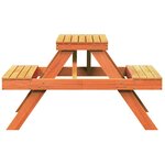 vidaXL Table de pique-nique cire marron 105x134x75 cm bois massif pin
