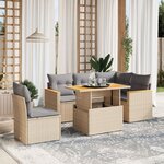 vidaXL Salon de jardin avec coussins 6 Pièces beige résine tressée