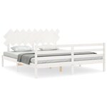 vidaXL Cadre de lit avec tête de lit blanc Super King Size bois massif