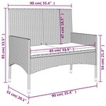 vidaXL Banc de jardin à 2 places avec coussins Marron Résine tressée