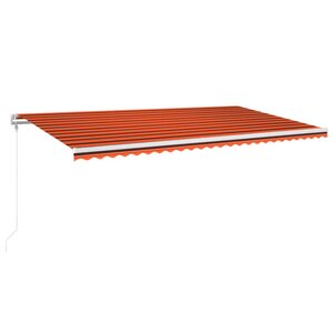 vidaXL Auvent automatique capteur de vent LED 600x300 cm Orange marron