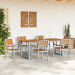 vidaXL Ensemble de salle à manger de jardin 7 pièces Gris Acier et Bois Acacia Massif