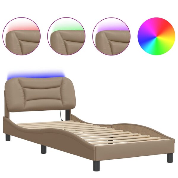vidaXL Cadre de lit avec LED sans matelas cappuccino 80x200 cm