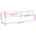 vidaXL Meuble TV mural chêne fumé 100x30x30 cm bois d'ingénierie