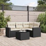 vidaXL Salon de jardin 5 Pièces avec coussins noir résine tressée