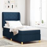 vidaXL Lit à ressort avec matelas en bleu - 100x200 cm  Tissu