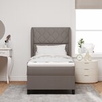 Lit Box Spring vidaXL avec Matelas en Taupe  90x190 cm  Tissu
