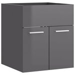 vidaXL Armoire d'évier lavabo intégré gris brillant bois d'ingénierie