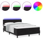 Lit box spring vidaXL avec matelas et LED noir 140x200 cm en velours