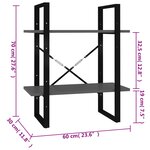 vidaXL Bibliothèque à 2 niveaux Gris 60x30x70 cm bois d'ingénierie