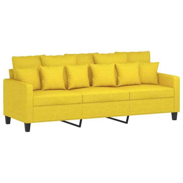 vidaXL Canapé à 3 places Jaune clair 180 cm Tissu
