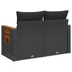 vidaXL Canapé de jardin avec coussins 2 places noir résine tressée