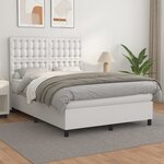 vidaXL Sommier à lattes de lit avec matelas Blanc 140x190cm Similicuir