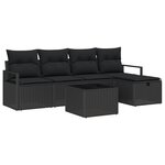 vidaXL Ensemble de 6 Canapés de Jardin avec Coussins Noir Rattan Synthétique