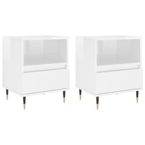 vidaXL Tables de chevet 2 Pièces blanc brillant 40x35x50 cm