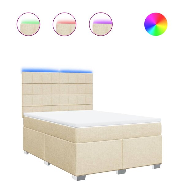 vidaXL Sommier à lattes de lit avec matelas Crème 160x200 cm Tissu