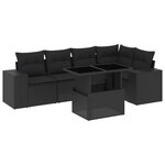 vidaXL Salon de jardin 6 Pièces avec coussins noir résine tressée
