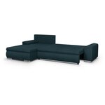 Canapé d'angle convertible réversible + coffre de rangement - Tissu Bleu - 289 x 94/188 x 88 cm - INDIAN
