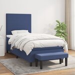 vidaXL Sommier à lattes de lit avec matelas Bleu 90x190 cm Tissu