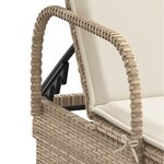 vidaXL Chaise longue avec roues et coussin beige résine tressée