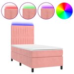 vidaXL Sommier à lattes de lit avec matelas LED Rose 90x200 cm Velours