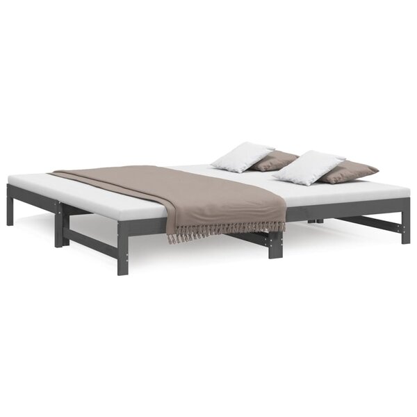 vidaXL Lit coulissant sans matelas gris 2x(90x200) cm