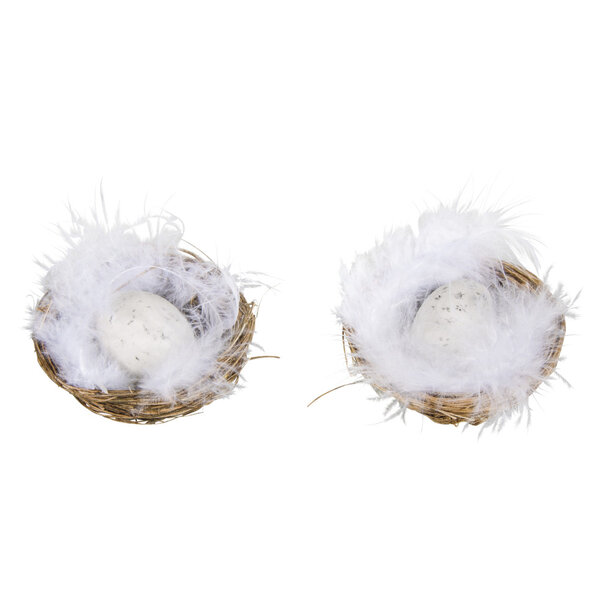Nid d'oiseau décoratif 6cm 2 pièces