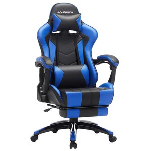 Fauteuil gamer chaise gaming siège de bureau ergonomique repose-pieds télescopique dossier réglable de 90° à 135° accoudoirs synchronisés charge 150 kg noir et bleu 12_0001424