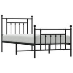 vidaXL Cadre de lit métal avec tête de lit/pied de lit noir 90x200 cm