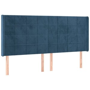 vidaXL Tête de lit avec oreilles Bleu foncé 183x16x118/128 cm Velours