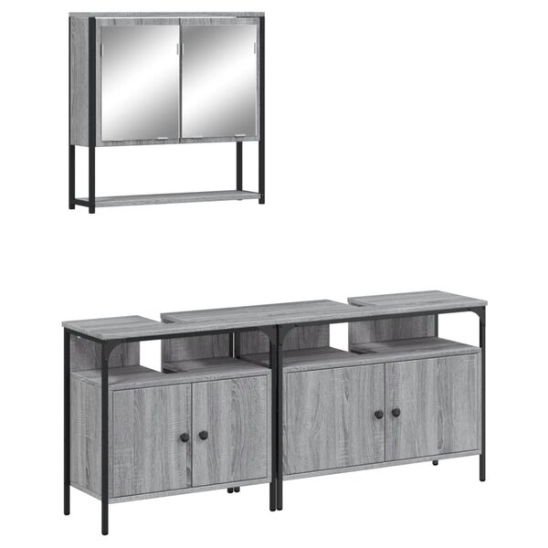 vidaXL Ensemble de meubles de salle de bain 3 Pièces Sonoma gris
