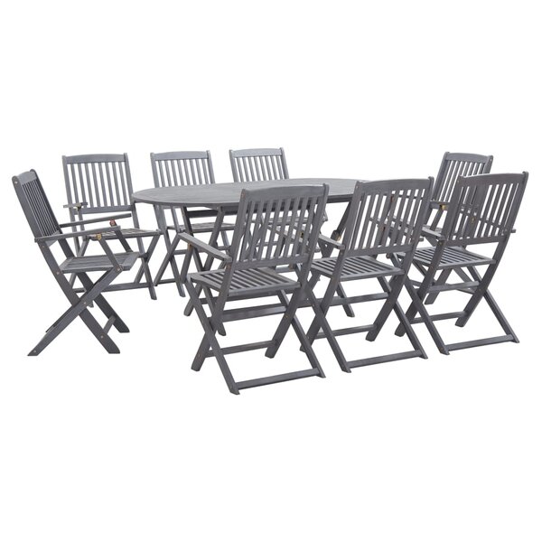 vidaXL Mobilier à dîner de jardin 9 Pièces Bois d'acacia massif Gris