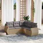 vidaXL Salon de jardin avec coussins 5 Pièces beige résine tressée