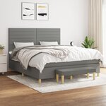 vidaXL Sommier à lattes de lit avec matelas Gris foncé 160x200cm Tissu