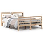 vidaXL Cadre de lit avec tête de lit 120x190 cm bois de pin massif