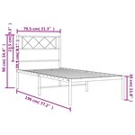 vidaXL Cadre de lit métal sans matelas avec tête de lit noir 75x190 cm