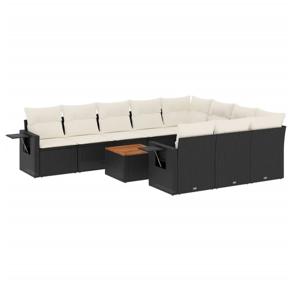 vidaXL Salon de jardin 11 Pièces avec coussins noir résine tressée