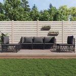 vidaXL Salon de jardin avec coussins 5 Pièces anthracite acier